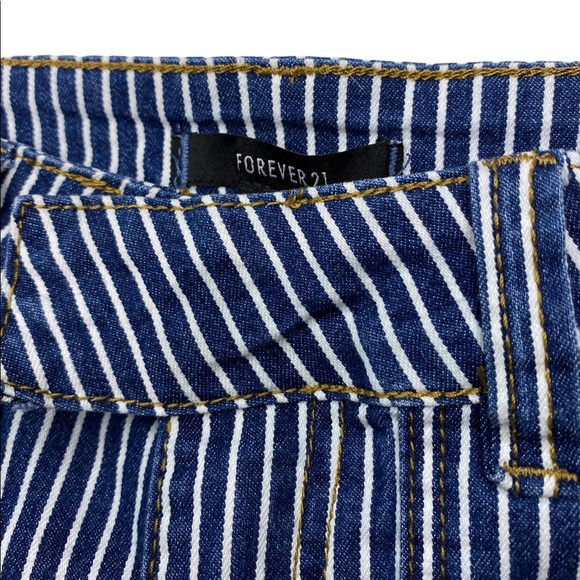 FOREVER 21 Striped Denim Crop Top and Wide Leg Jean 2 Piece Set Size Sma… - Picture 11 of 15